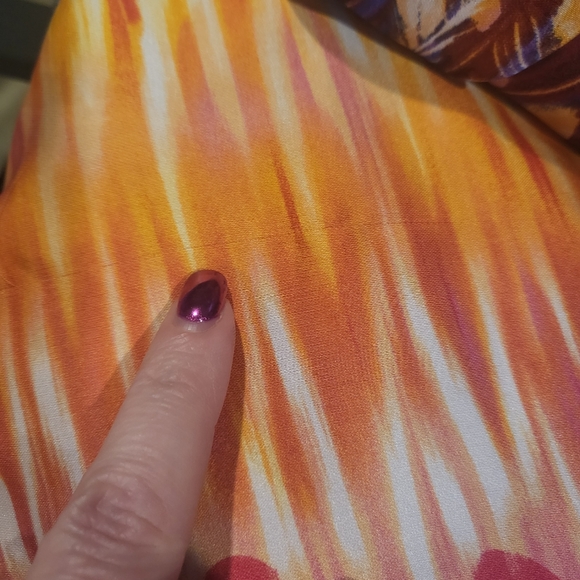 Bisou Bisou One-Shoulder Maxi Dress - Rainbow Feather Print - Size 4 - Picture 11 of 13